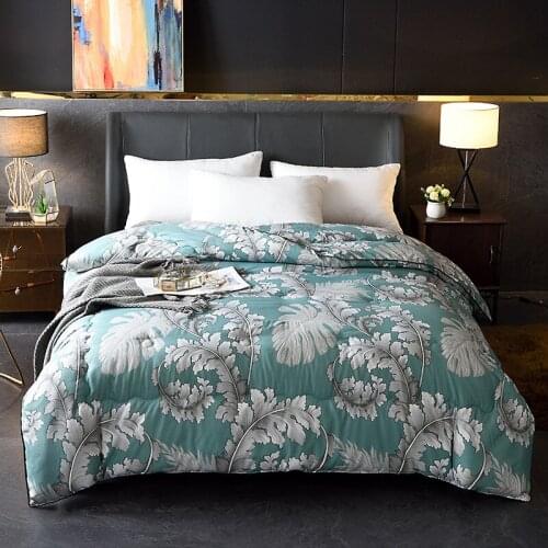 Mulberry Silk Quilt High Grade Comforter Winter Quilted Quilts Printing Cotton Thickened Warm Silk Down Duvet Weighted Blanket