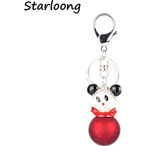 High Quality Drip Keychain Chaveiro drop oil Glaze cute mouse in ball rhinestone crystal beads KeyChain stainless Key Ring