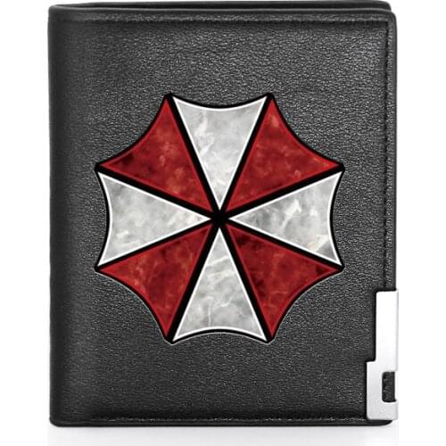 High Quality Biochemical Company Umbrella Badge Printing Leather Wallet Credit Card Holder Short Purse