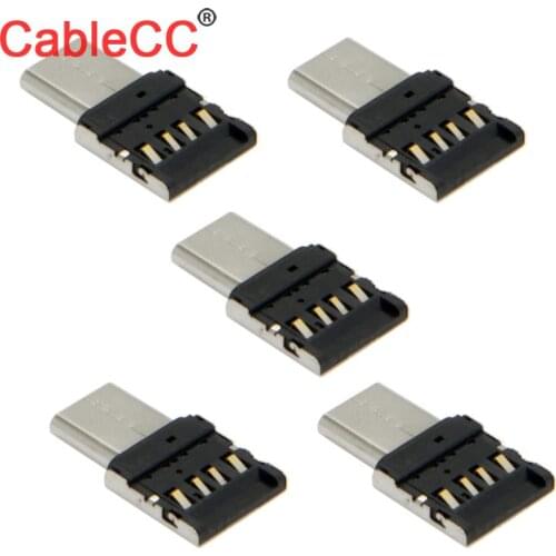 Xiwai 5pcs USB-C Type-C Ultra Mini to USB 2.0 OTG Adapter for Cell Phone Tablet & USB Cable & Flash Disk
