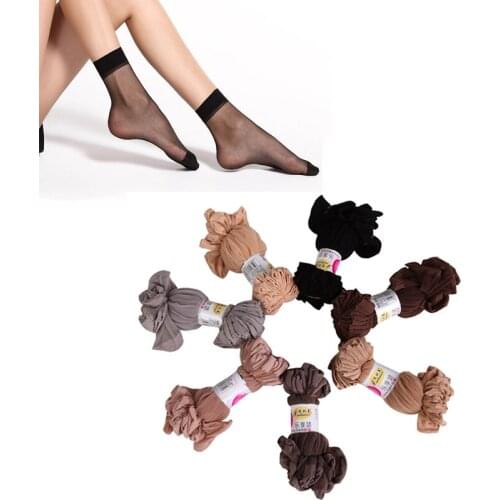 10 Pairs Women Socks Summer Sexy Ultrathin Transparent Crystal Silk Socks For Girls High Elastic Nylon Short Socks Female