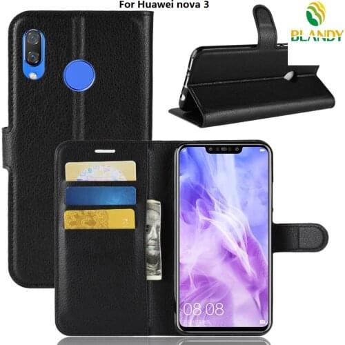 10pcs/lot for Huawei Nova 3i 3 Litchi Lychee Wallet Stand Flip PU+soft TPU case for Huawei Nova 2 lite plus 2i 2S