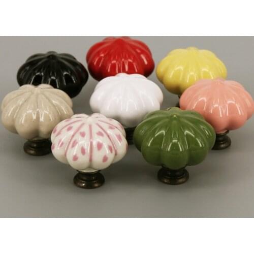 1x Rural Cupboard Pumpkins Knob colorful Ceramic Door Cabinet Cupboard Handles Pull Drawer Funiture Handware