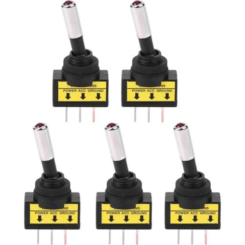 5pc Modification Switch Miniature Toggle Power Button Switch 12V 20A Single Pole Double Throw For Car/RV/ Yacht 2021 New