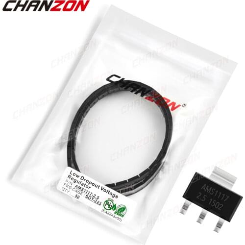 50Pcs AMS1117-2.5 SOT-223 Low Dropout Voltage Regulator Transistor Bipolar Junction BJT Triode Tube Fets SMD Integrated Circuits