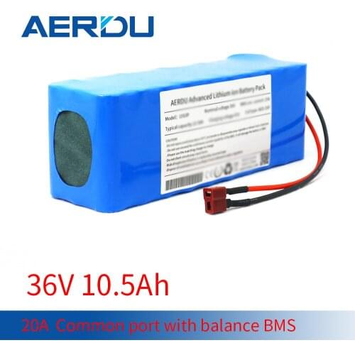 AERDU 37V 10S3P 36V 10.5AH 18650 Lithium Battery Pack 20A Common Port with Balance BMS for Motor Electric Scooter Vehicle Ebike
