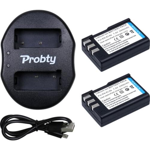 2Pcs EN-EL9 EL9 EN-EL9a EN EL9a EL9a Li-ion digital Camera Battery + Dual USB Charger For Nikon EN-EL9a D40 D60 D40X D5000 D3000