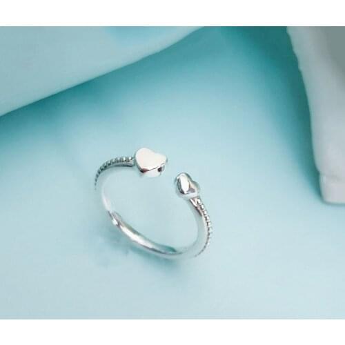 Authentic 925 Sterling Silver Pan Ring New Style Double Heart Love Ring For Women Wedding Party Gift Fashion Jewelry