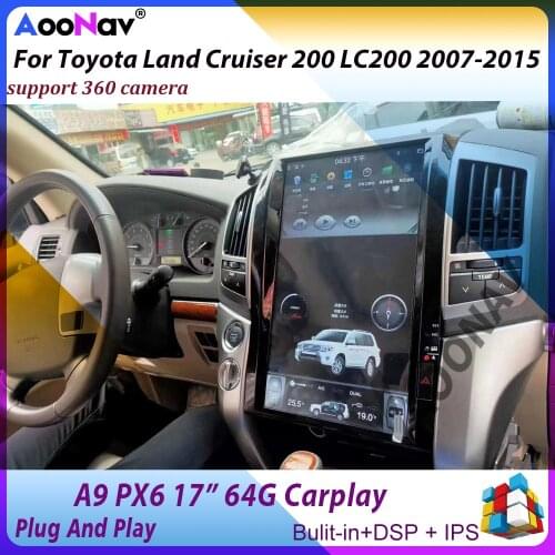 Android 9.0 PX6 Vertical Screen 17" Car Radio For Toyota Land Cruiser 200 LC200 2007-2015 Tesla Style Car GPS Video Player