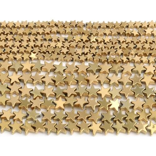 Star Shape Real Gold Plated Hematite Stone Beads Natural Loose Spacer Beads for Jewelry Making Diy Necklace Bracelet Jewellery