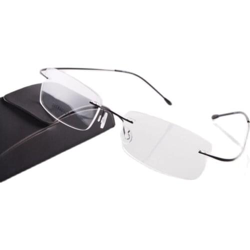 Chashma Hot Selling Chashma Brand Titanium Rimless Ultra Light Glasses Frame Fashion Reading Glasses Man and Women with Case
