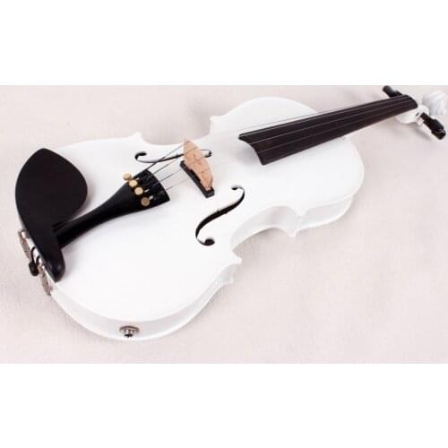 White 4/4 Electric Acoustic Violin Case Bow hand made Solid Spruce maple