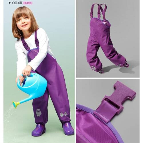 Child rain pants kids waterproof padded boys girls windproof outdoorjumpsuit rainwear