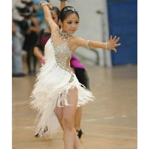 Exclusive customize woman sequins tassel Latin dance competition dress girl professional rumba/samba dance performance apparel