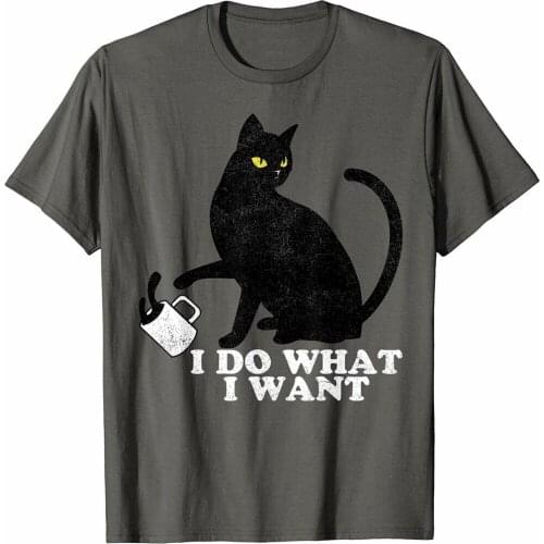 Retro I Do What I Want Rebel Cat Funny Cat Lovers Gift T-Shirt Black Cotton Tee