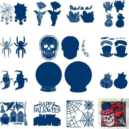 Halloween Skull Head Spider Web Ghost Crystal Pumpkin Metal Cutting Die Scrapbook Embossed Card Craft Cut Die 2021 New Arrive