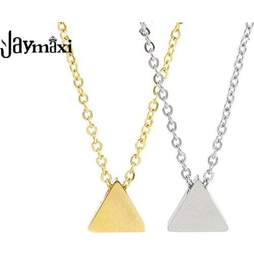 Jaymaxi Geometric Triangle Necklace Stainless Steel Mirror Polished 45cm Cute New Pendant Necklace Gift for Mom 2Pieces/lot