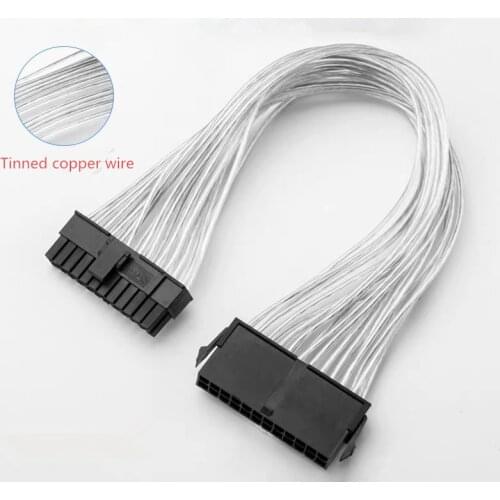 30CM 24 Pin Female to 24Pin Male Power Supply Adapte cable Computer Motherboard extension cord Tinned copper wire 24 Pin