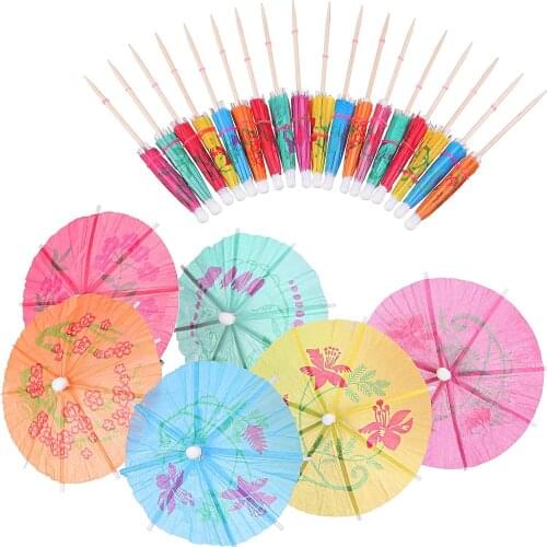 Cocktail Umbrella Picks Drink Picks Cocktail Parasols Assorted Umbrella Parasol Paper Cupcake Toppers for Party Favours Supplie