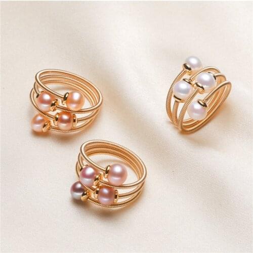THREE ROWS HOT CHEAP SALE FREE SIZE ADJUSTABLE Freshwater Pearl Ring Finger Ring Jewelry Nice Party Wedding Gift Present