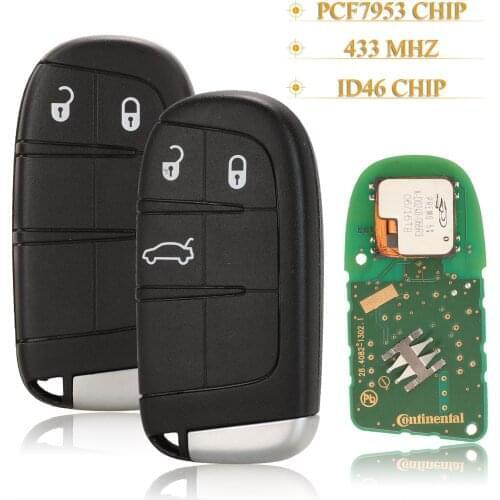 Kutery 5pcs 2/3 Buttons Smart Car Key Fob 433Mhz ID46 Pcf7953 Chip For Fiat Freemont Fiat 500 2015 2016 2017 M3N-40821302