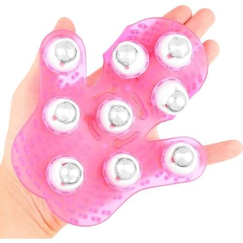 Roller Ball Body Massage Glove Anti-cellulite Muscle Pain Relief Relax Nine Beads Massager for Neck Back Shoulder Face Lift Tool