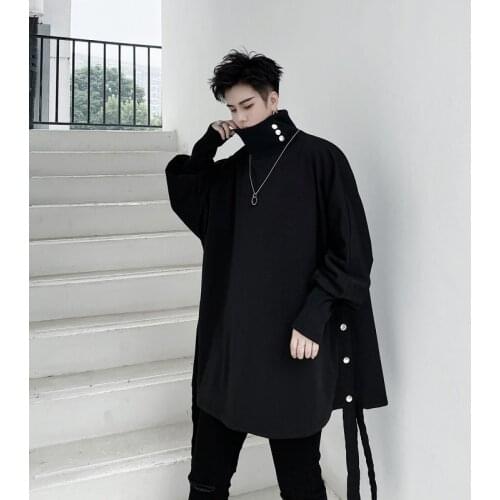 MIXCUBIC 2020 Autumn Korean style metal buckle Hedging sweatshirt men casual loose Stand-up collar sweatshirt Outerwear,M-XL