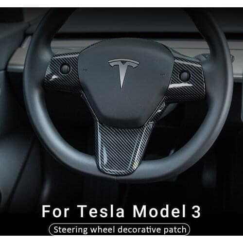Model3 Car Steering Wheel decorative patch for Tesla Model 3 Accessories Carbon Fibre ABS 2017-2020 Steering Wheel model three