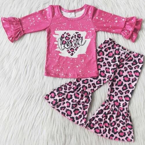 Fashion Baby Girls Designer Clothes Spring Outfits Wholesale Children Clothing Set Valentines Day Girls Clothing Boutique Set