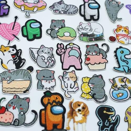 Cartoon Cute Kitten Clothes Patch Embroidery Patch DIY Sewing Cloth Paste Ironing Hot Adhesive Dinosaur Patch Badge Sticker