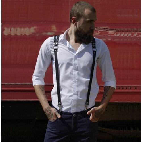 Mens Fashion Adjustable Soft Imitation Leather Shoulder Belt Western-style Y-back Suspender Belt Erotic Men Clothing Accessories