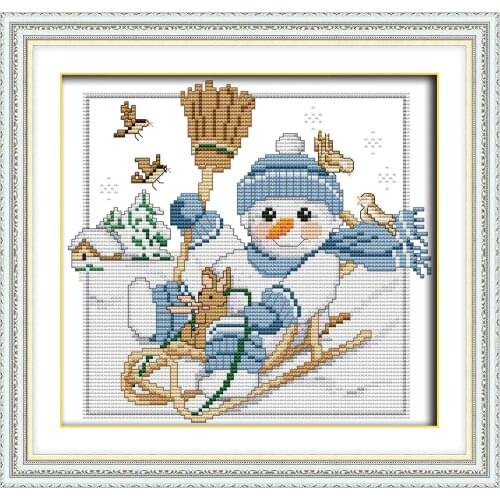 Christmas snowman cross stitch kit animal18ct 14ct 11ct count print stitching embroidery DIY handmade needlework plus