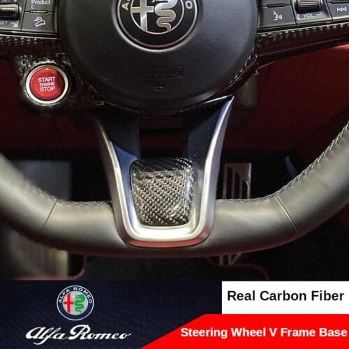 Carbon Fiber Steering Wheel Decoration Patch Stickers For 2020-2021 Alfa Romeo Giulia Stelvio Car Interior Modified Accessories