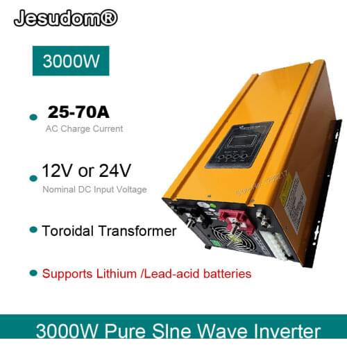 Pure Sine Wave 3000W Solar Inverter of Off Grid DC 12V24V48V to AC220V230V240VAC with AC Charger and UPS Can Be Wall Mounted