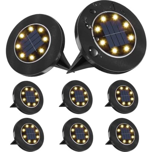 New 8LED Black Solar Ground Lights Garden Outdoor Disk Light Pathway Deck Spotlight Waterproof Driver Way Buried Led Lamps