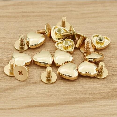 New Arrival 10 Sets Rivet Spike Studs Screws Bag Decoration Heart Shape Punk Spots DIY Leathercraft Alloy Luggage Accessories
