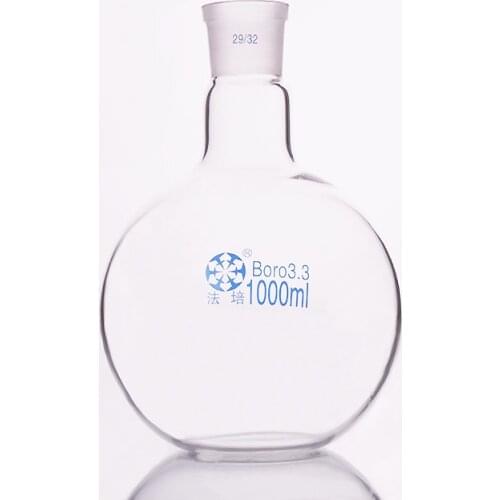 Single standard mouth flat-bottomed flask,Capacity 1000ml and joint 29/32,Single neck flat flask,Boiling flask