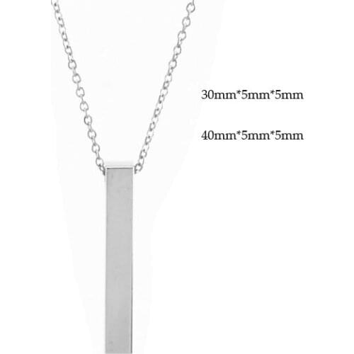 JJ0001 High polish Steel,Gold,Rose gold Stainless steel Blank Bar Pendant Necklace For Women With 18" Cable Chain - Engravable