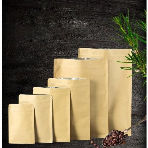 Kraft Paper Bag Zip Lock Food Snack Tea Bag Retail Bags Packaging Gift Bags 50pcs/lot Customizable logo