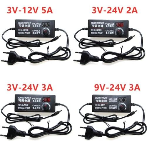 AC/DC Adjustable Power Adapter 5V 9V 12V 24V 1A 2A 5A Universal AC DC Charger 5 12 24 V Volt Power Adapter 220V To 12V 24V 5V