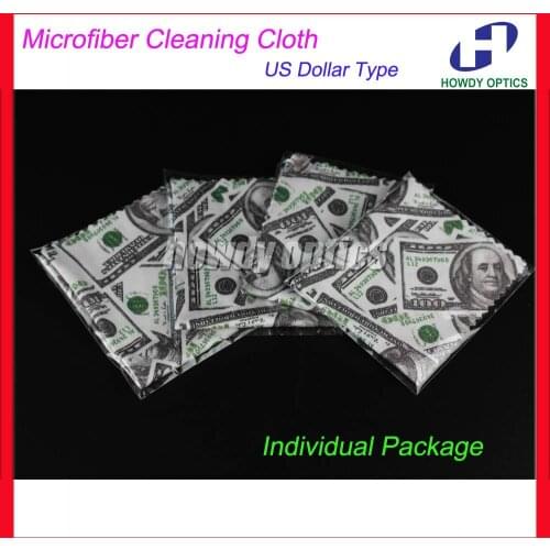 Free Shipping 20pcs/lot Individual Packing 17x15cm Microfiber eyeglasses sunglass glasses cleaning cloth US dollar design