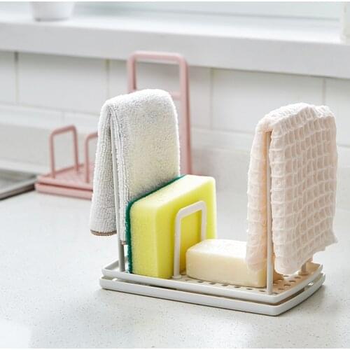 Foldable Kitchen Table Rag Rack Dishwashing Water Drain-free Punch Sponge Soap Shelf Multi-function Storage Holders JU32610