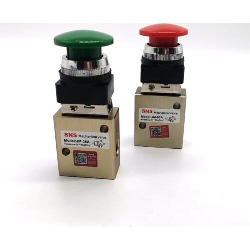 SNS JM-06A Spring-return Type Mechanical Valve 1/4'' Pneumatic Control Valve 2/3 Way Mushroom Hand Control Valve
