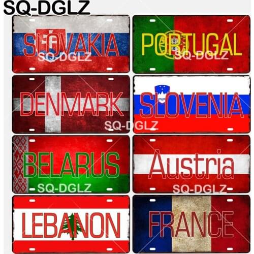 [SQ-DGLZ] Slovakia/Portugal/Denmark/Slovenia/Belarus/Austria/Lebanon/Franc National Flag Metal Sign Metal Crafts Plaques