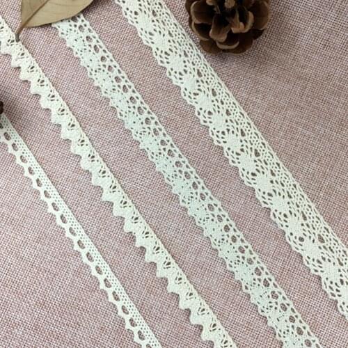 Apparel Sewing Fabric 5 Yards DIY Ivory Cream Black Trim Cotton Crocheted Lace Fabric Ribbon Handmade Accessories Craft