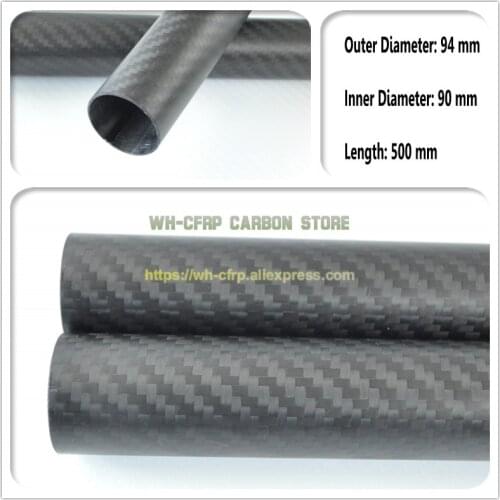 94mm OD x 90mm ID Carbon Fiber Tube 3k 500MM Long (Roll Wrapped) carbon pipe , with 100% full carbon, Japan 3k improve material