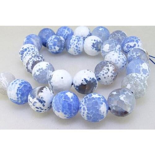 Unique Pearls jewellery Store Charming Faceted Blue Agate 14mm Gemstone Loose Beads one Full Strand 15'' LC3-331