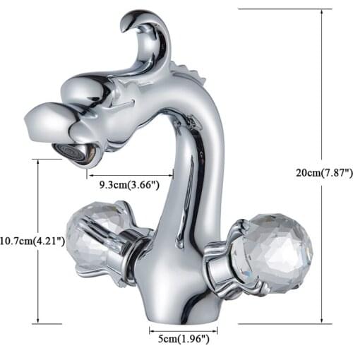 Vidric Dragon Style Basin Faucet Dual Crystal Handles Hot Cold Water Mixer Tap Deck Mount Bathroom Toilet Basin Faucet Taps
