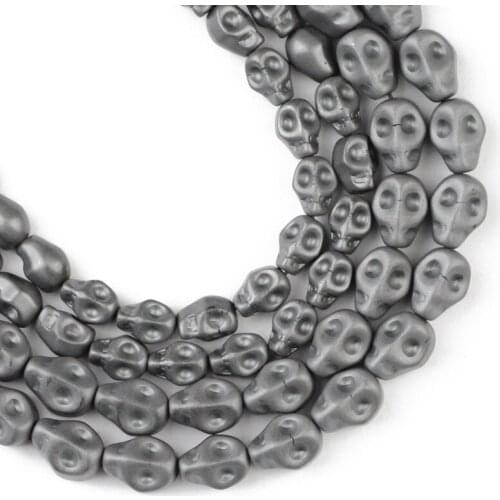 YHBZRET Natural Stone Matte Skull Black Hematite spacer 6/8MM Skeleton Loose beads For Jewelry making bracelet accessories DIY