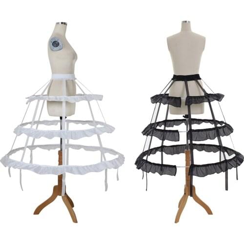 Cosplaydiy Ladys Rare Vintage 5 Hoop Bustle Petticoat Medieval Crinoline Cage Paniner Skirt Hoop Underskirt L320